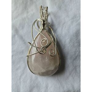 Vintage Rose Quartz Sterling Silver Pendant
